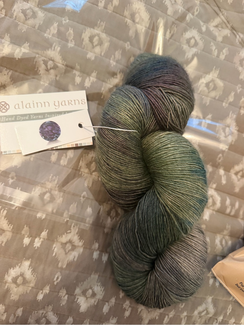Alainn Yarns Hand-Dyed Green Multicolor Yarn Skein